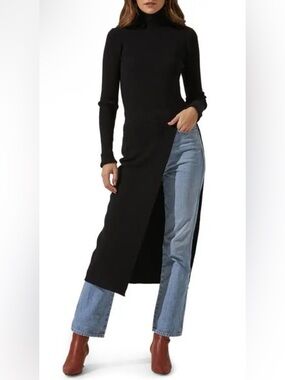 Astr The Label Size XL Black Long Sleeved Knit Ribbed Turtleneck Sweater